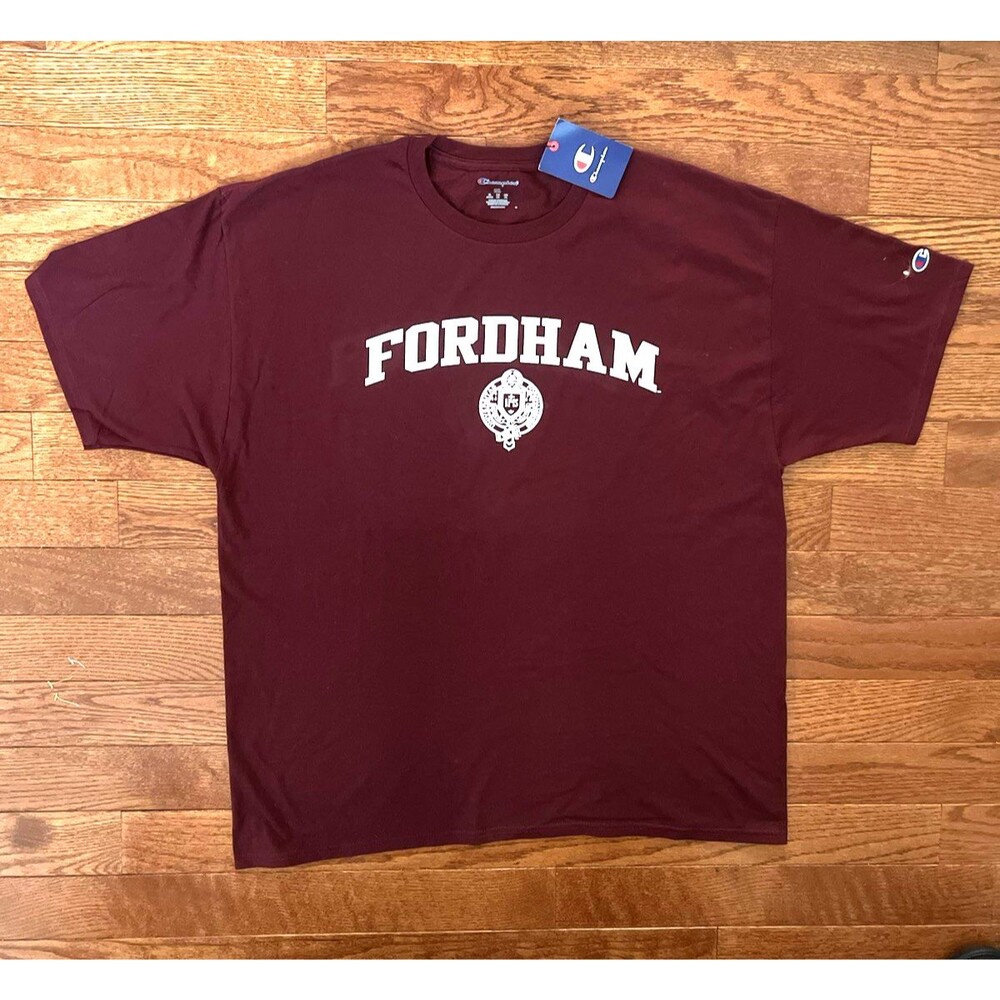 Champion Fordham University T Shirt Mens Large NWT Maroon Short Sleeve Tee